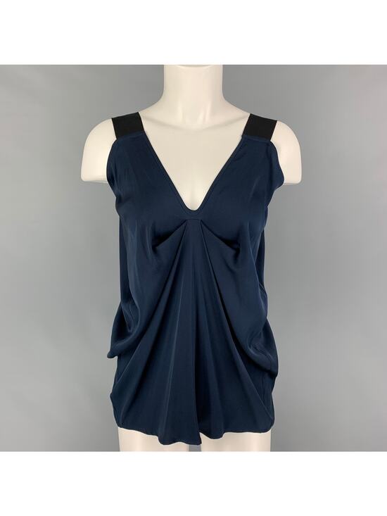 Zero + Maria Cornejo Tops - ZERO + MARIA CORNEJO Size 2 Navy Silk Draped Blouse